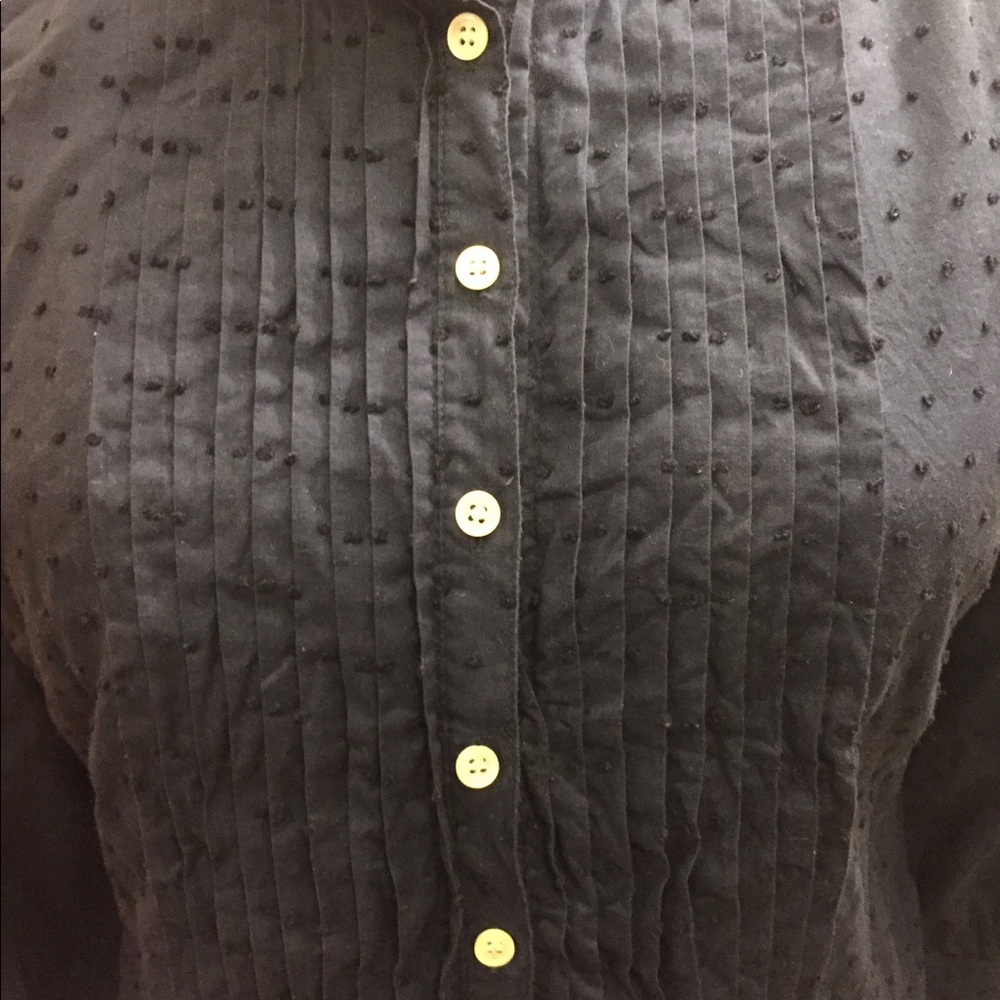Swiss dot, tuxedo pleat 3/4 length sleeve shirt